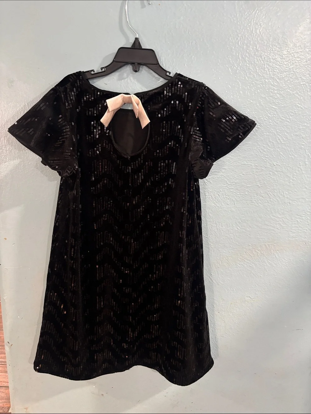 Cat & Jack Black Sequin A-Line Short Sleeve Dress